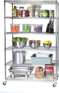 Seville Classics UltraDurable Heavy Duty NSF Solid Steel Wire Rack Storage Unit Wheels, 6-Tier Shelving, 48" W x 18" D-Ruum Studio Home