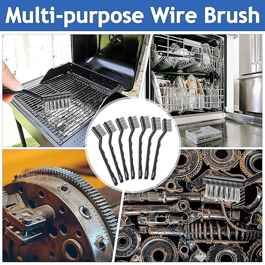 Jeffbaubl 30 Pieces Mini Wire Brush,6.7 Inch Stainless Steel Scratch Brushes,Wire Bristles Brush,Curved Handle Masonry Brushes Wire Bristle for Cleaning Welding Slag and Rust-Ruum Studio Home