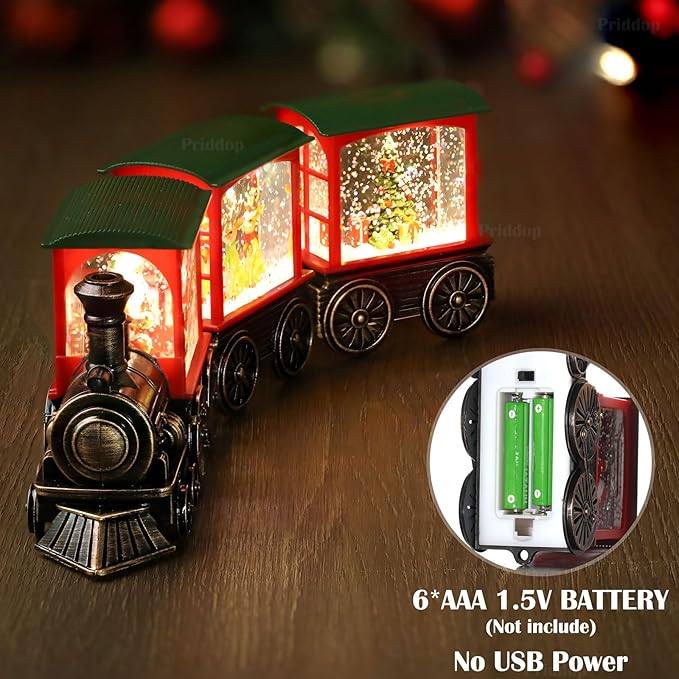 Christmas Snow Globe Train Santa Claus Reindeer Gifts Tree Classic Relief Texture Battery Powered LED Glitter Christmas Decorations Indoor-Ruum Studio Home