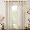 LAMIT Light Filtering Linen Curtains 84 inches Long for Bedroom, Linen Textured Semi Sheer Bronze Grommet Burlap Boho Modern Drapes for Living Room/Farmhouse, 2 Panels, 38 x 84 Inch-Ruum Studio Home