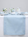 Solino Home Sky Blue Table Runner 90 Inches Long - 100% Pure Linen Hemstitch 14 x 90 Inch Table Runner for Dining - Classic Hemstitch-Ruum Studio Home