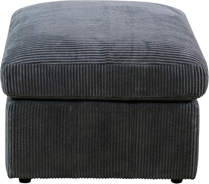 Ottoman Rectangular Storage Ottoman Bench, Flannel Footrest Stool Footstool with Lid for Living Room, Bedroom, Entryway, Dark Gray, 38"x30"x22"-Ruum Studio Home