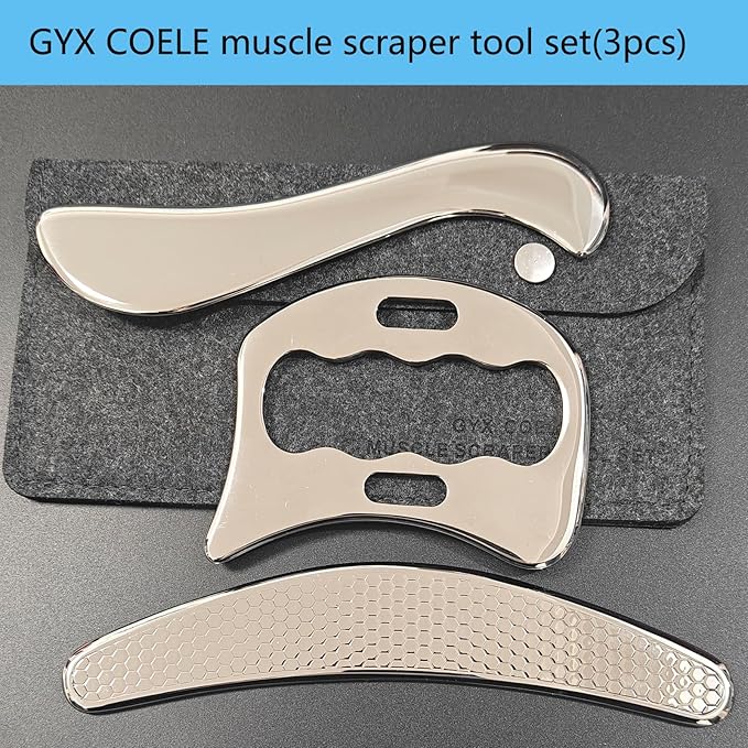 3 in 1 Professional IASTM Massage Tool Set, Stainless Steel Muscle Scraper, Physical Therapy Tools for Soft Tissue-Ruum Studio Home