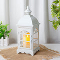 TRIROCKS Decorative Vintage Candle Lanterns 14.5" H Farmhouse Outdoor Hanging Lanterns with Tempered Glass for Porch, Balcony, Patio, Home, Centerpieces, Indoor, Outdoor(White)-Ruum Studio Home