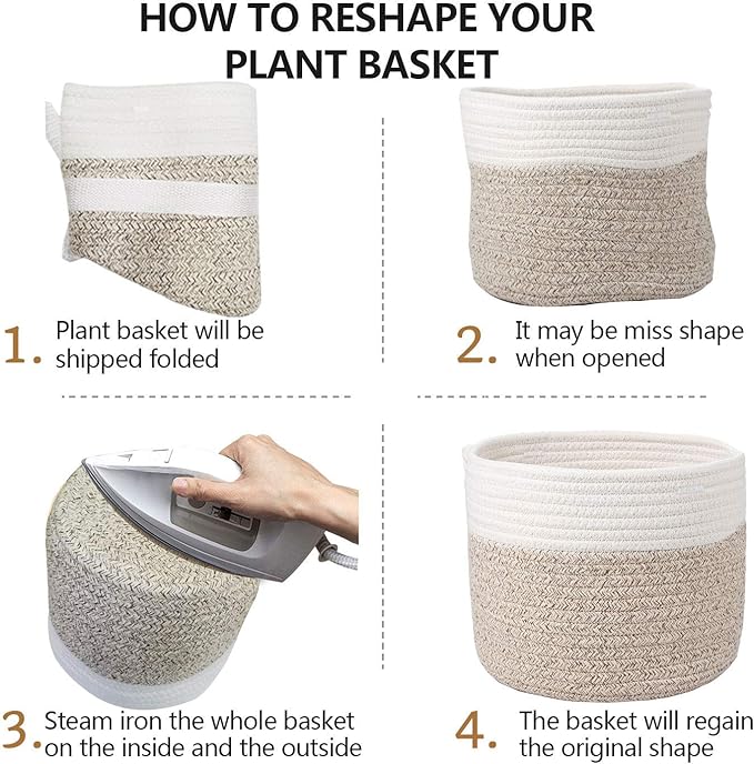 Woven Cotton Rope Plant Basket for 8" Flower Pot Small Basket for Plants Storage Organizer H7.5 x W8.5-Ruum Studio Home