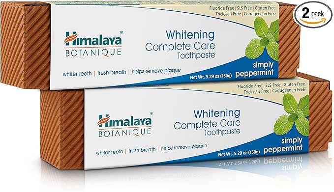 Himalaya Botanique Complete Care Whitening Toothpaste, Simply Peppermint, Fluoride Free for a Clean Mouth, Whiter Teeth and Fresh Breath, 5.29 oz, 2 Pack-Ruum Studio Home