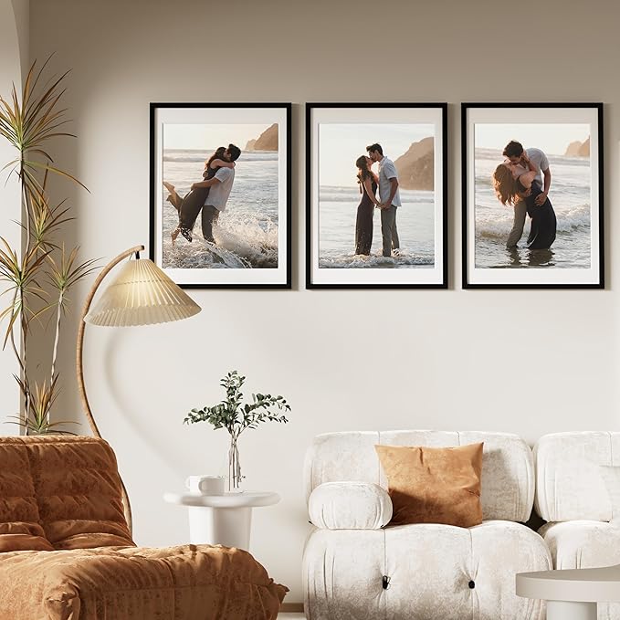 Vittanly 18x24 Picture Frames Set of 9, Shatter Resistant Plexiglass, Display 16x20 Pictures with Mat or 18x24 without Mat, Photo Frames for Wall or Tabletop, PVC Frame, Black-Ruum Studio Home