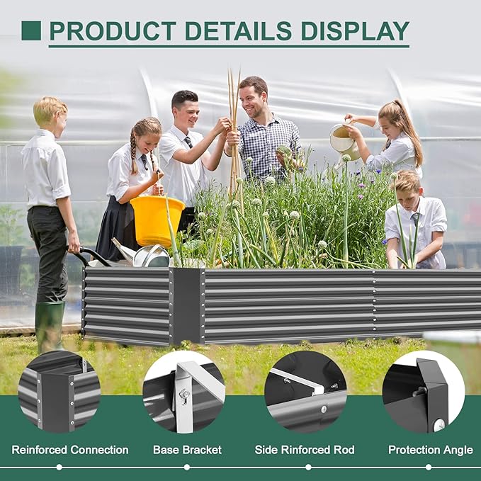 Land Guard 6×3×2 ft Galvanized Raised Garden Bed Kit, Galvanized Planter Raised Garden Boxes Outdoor, Large Metal Raised Garden Beds for Vegetables(Grey)…-Ruum Studio Home