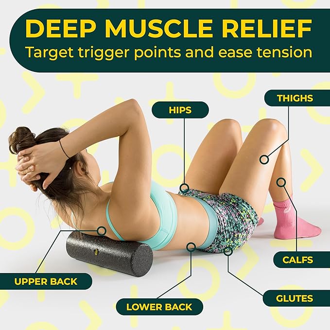 Hard Foam Roller – Travel Size Back Roller for Back, Legs, and Shoulders – Deep Tissue Massage for Myofascial Release, Exercise & Yoga-Ruum Studio Home