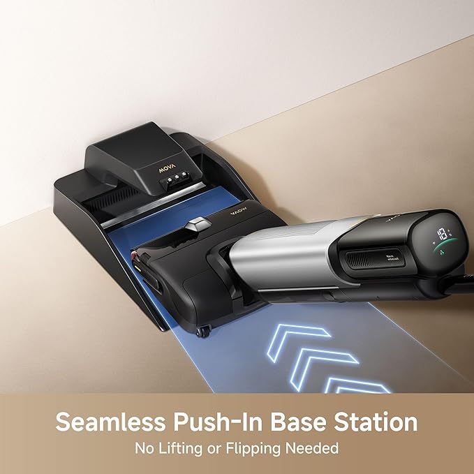 Mova X4 Pro Wet Dry Vacuum Cleaner, 20000Pa Cordless Vacuum Mop with Zero Tangle, Hot Water Mopping for Sticky Messes,194℉ Hot Air Self Drying, 180° Lie Flat, Push-In Charging Station, LED Display-Ruum Studio Home