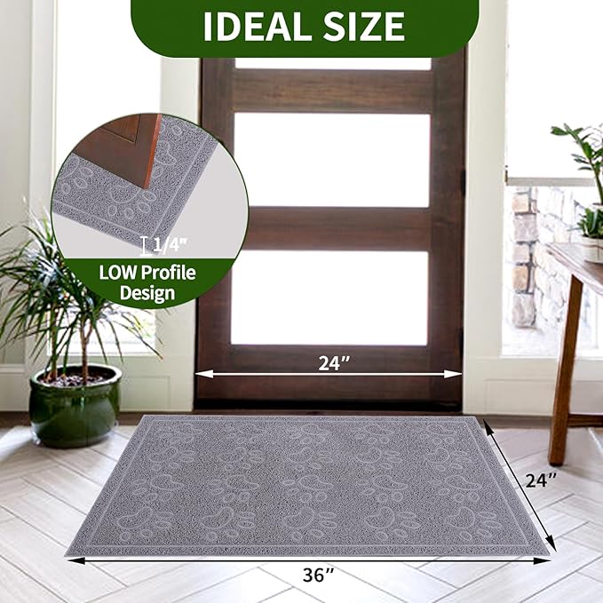 Door Mat Home Welcome Mats Outdoor and Indoor, Heavy-Duty Low-Profile Non-Slip Front Welcome Mat for Home Entrance, Outside Entry, Yard, Floor, Patio (Grey, 36x24)-Ruum Studio Home
