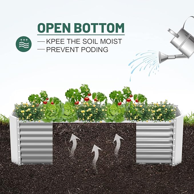 Land Guard 8×4×2 ft Galvanized Raised Garden Bed Kit, Galvanized Planter Raised Garden Boxes Outdoor, Large Metal Raised Garden Beds for Vegetables.-Ruum Studio Home