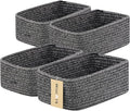 Small Storage Baskets for Organizing | Closet Organizer Bins | Shelf Toy Basket | Woven Rope Baskets | Cube Decorative Box | Shallow Basket | 11.5x7.5x4.7” | 4 Packs Dark Gray-Ruum Studio Home