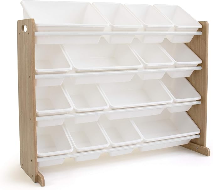 Humble Crew Supersized Toy Storage Organizer with 16 Removable Bins, Natural/White – Large Toy Storage for Toddlers Ideal for Kids' Rooms, Playrooms, and Nurseries - Modern Toy Bins for Kids-Ruum Studio Home