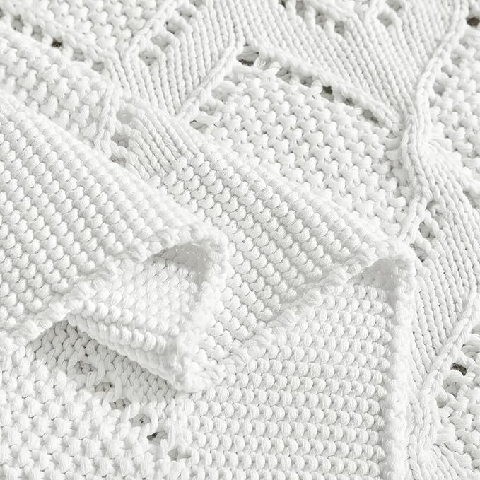 Longhui bedding Chunky Cotton Knit Throw Blanket for Couch, Sofa, Bed, or Chair, Decorative Breathable Fall Cable Knit Blanket 60 x 80 Inches, Large Medium Weight Cream-Ruum Studio Home