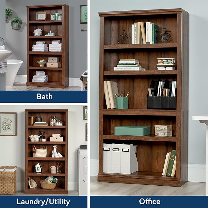Sauder Miscellaneous Storage 5-Shelf Bookcase/ Book shelf, Washington Cherry finish-Ruum Studio Home