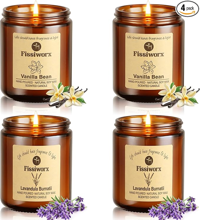 Scented Candle Set 4 Pack, Candle for Home Scented, Odor Eliminating, Stress Relief, 30oz, 220 Hours Long Lasting Soy Wax Gift Set for Women-Ruum Studio Home