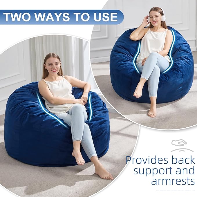 Hobestluk 3FT Bean Bag Chair Giant Bean Bag Chairs for Adults Large Bean Chairs with Removable Cover, Beanbag Chair with Filler, Adult Bean Bag Chairs for Living Room, Bedroom-Ruum Studio Home