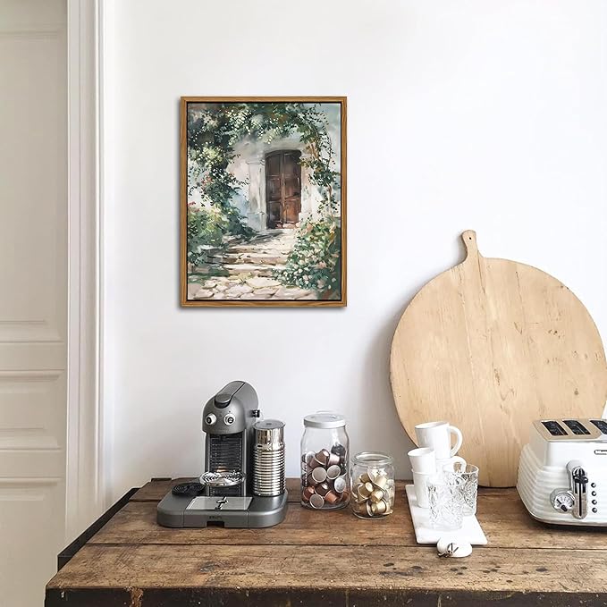 Floating Framed Canvas Vintage Wall Art, Rustic Cottage Spring Garden Oil Paintings Print, Country Floral Pictures Wall Decor for Living Room Bedroom Office Home Decor 8x10 inch-Ruum Studio Home