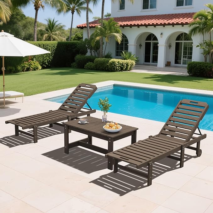 SERWALL HDPE Patio Coffee Table, Rectangle Outdoor Coffee Table, All Weather Patio Table for Deck, Pool, Balcony, Indoor or Outdoor Use, Coffee-Ruum Studio Home