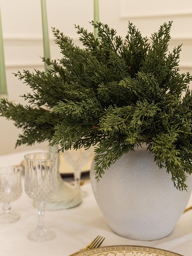 MISSPIN 12 Pcs 19.5 Inches Christmas Cedar Branches, Cedar Artificial Christmas Branches DIY Crafts Faux for Xmas Indoor Outdoor Home Decor-Ruum Studio Home