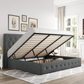 Allewie King Size Lift Up Storage Bed, Button Tufted Headboard with Wingback, Hydraulic Support, No Box Spring Needed, Dark Grey-Ruum Studio Home