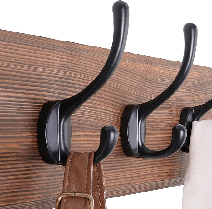 SKOLOO Rustic Wall Mounted Coat Rack, Case of 2, Pine Solid Wood Coat Hook Hanger - 10 Hooks for Hanging Clothes Robes Towels Coats-Ruum Studio Home