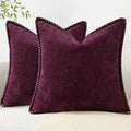 decorUhome Chenille Soft Throw Pillow Covers 16x16 Set of 2, Farmhouse Velvet Neutral Decorative Euro Pillow Covers with Stitched Edge for Couch Sofa Bed Home Decor, Rhododendron-Ruum Studio Home