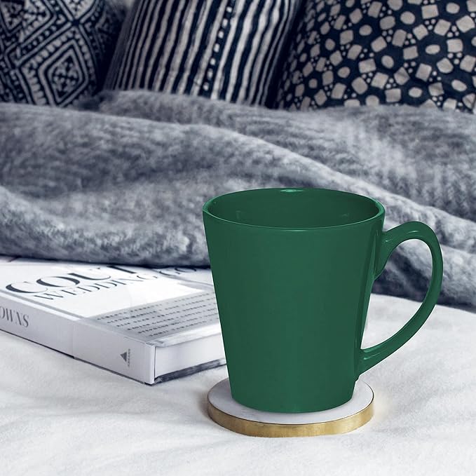DISCOUNT PROMOS Glossy Ceramic Latte Coffee Mug 12 oz. Set of 10, Bulk Pack - Perfect for Tea, Espresso, Cappuccino, Hot Cocoa - Green-Ruum Studio Home