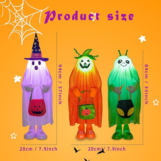 32" Front Porch Light up Halloween Figure Décor, Kit Standing Trick or Treat Indoor and Outdoor Decorations-Alien-Ruum Studio Home