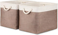 Bidtakay Large Storage Baskets with Handles for Organizing 16" x 11.8" x 11.8" Rustic Shelf Baskets [2-Pack] Foldable Clothes Baskets Fabric Collapsible Bins for Closet (White&Earthy Brown)-Ruum Studio Home