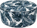 LVTXIII Outdoor/Indoor Inflatable Ottoman, 31"x31"x14" Patio Footrest Stool, Portable Round Pouf Ottoman for Patio Garden, Camping or Home Decoration, Palm Blue-Ruum Studio Home