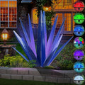 Large Tequila Rustic Sculpture, Rustic Metal Agave Plants for Outdoor Patio Yard, Home Decor Hand Painted Metal Agave Garden Yard Statue, Outdoor Lawn Ornaments (Dark Blue - L (W/Solar Light))-Ruum Studio Home