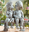 Elenon Boy and Girl Garden Statue Outdoor Decorative, Couple First Kiss Garden Sculpture for Yard Patio Art Flower Bed Decoration, 8 1/4" L x 4 3/4" W x 9" H-Ruum Studio Home