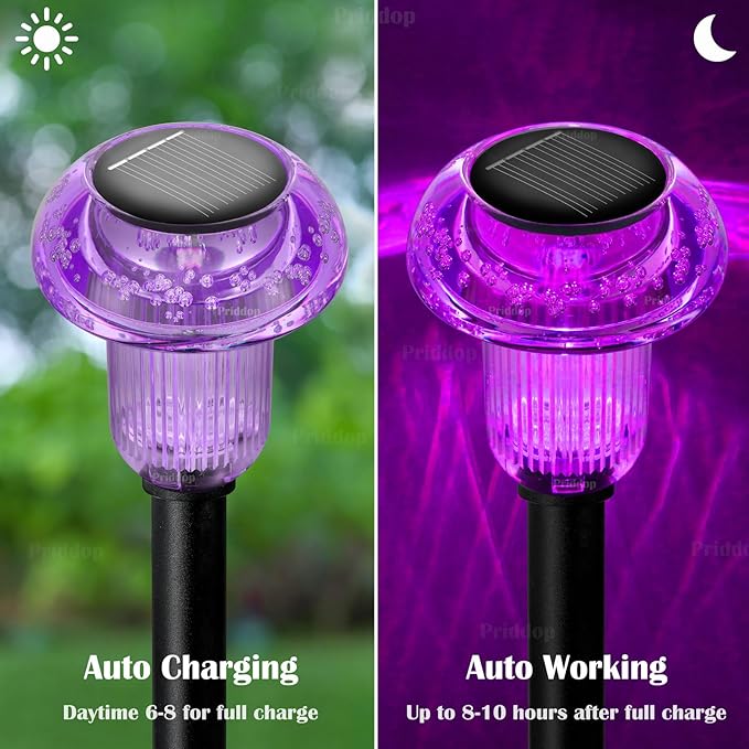 Halloween Solar Lights Outdoor 16 Pack Purple LED Waterproof Mushroom Outside Lights for Yard Garden Patio Pathway Walkway Landscape Halloween Decorations-Ruum Studio Home