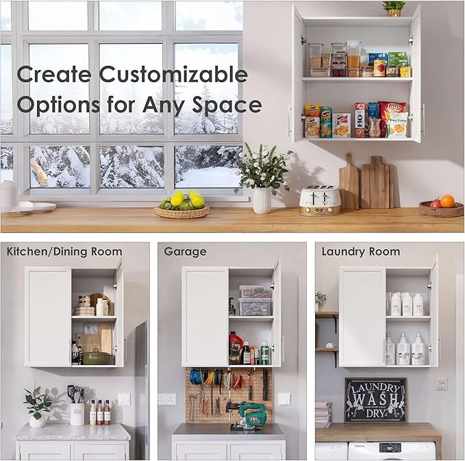 FIMELLO 30" Laundry Room Cabinets Wall Mounted,White-Ruum Studio Home