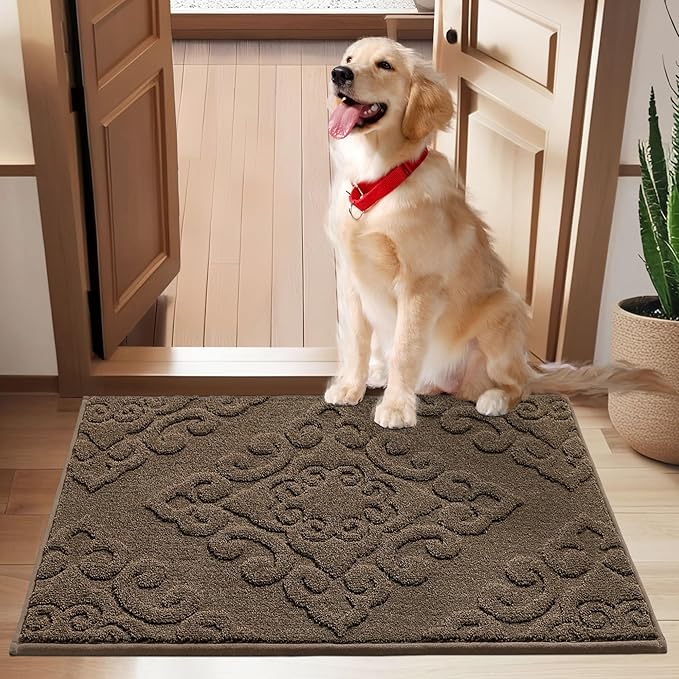 COSY HOMEER-Door-Mat-Non-Slip-Entryway-Rug 24”x36” Absorbent Welcome Mats Washable Dirt Trapper Door Mat Entrance Floor Mats for Front Back Doormats and Wet Shoes,Brown-Ruum Studio Home