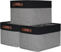 Storage Bins Large Fabric Storage Baskets for Shelves 3 Pack, Decorative Linen Closet Baskets with Handles for Organizing, Shelf, Clothes, Home, Office, 15x11x9.5Inches (Grey&Black)-Ruum Studio Home
