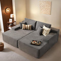 ovios 81" Oversized Sectional Double Lounge Chaise with Cloud Plush Sofa Bed, No Assembly Required, Fluffy Modern Sleeper Loveseat Chair for Indoor Living Room Bedroom Reading, Grey (Corduroy Fabric)-Ruum Studio Home
