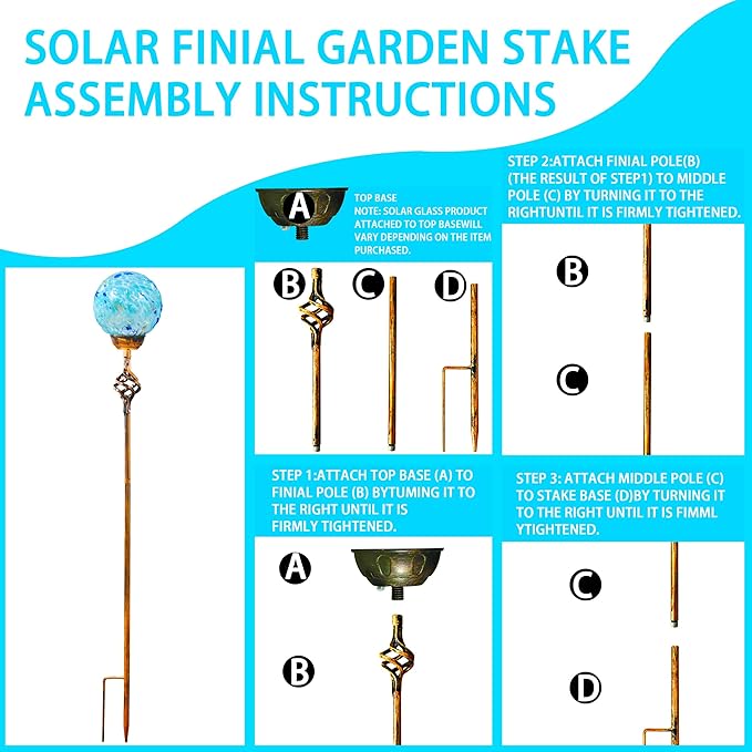 Garden Solar Lights, Decorative LED Honeycomb Glass Ball Garden Stake, Glass and Metal Outdoor Decoration, 4 x 31 Inch (Light Blue)-Ruum Studio Home