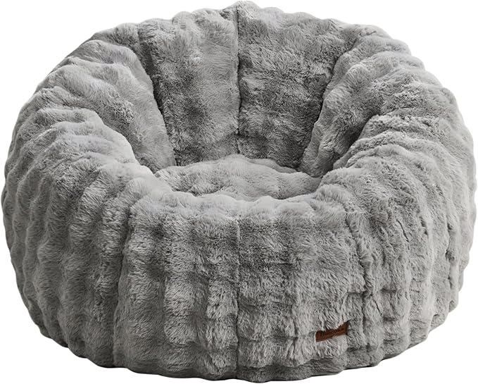 Hobestluk Bean Bag Chair Oversized Bean Bag Chair for Adults Donut-Shaped Large Bean Bag with Spacious Design for Living Room Bedroom or Reading Nook (Bubble Grey)-Ruum Studio Home
