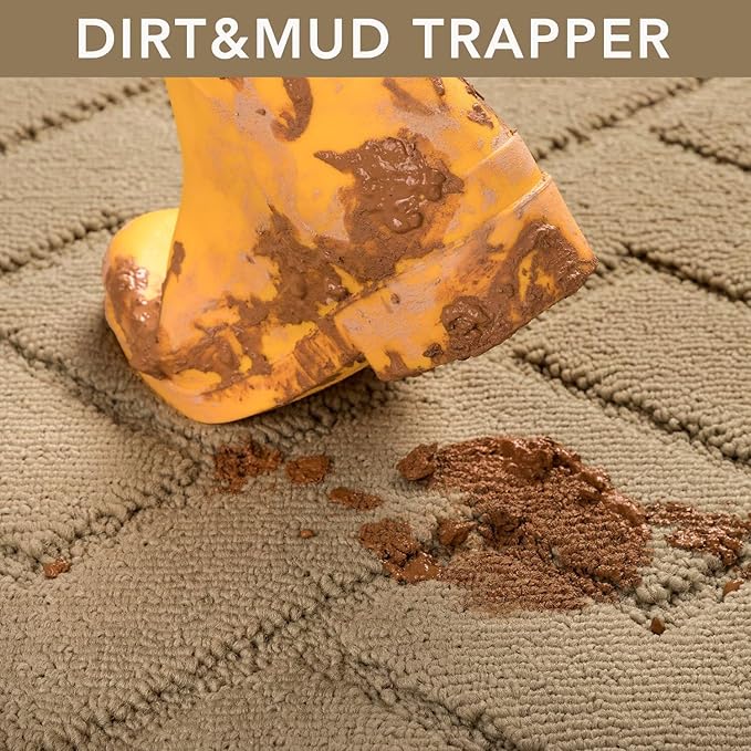 hicorfe Front Door Mat Outside Entrance,36"x59" Absorbent Muddy Dirt Resist Welcome Door Mats Outdoor Indoor,Stain and Fade Resistant,Non Slip Backing Entry Mat Doormat for Entryway(Brown)-Ruum Studio Home