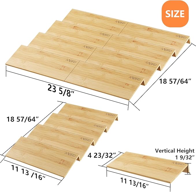 AMBIRD Bamboo Spice Drawer Organizer with Non-slip Mat,4 Tier - 2 Set Jar Spice Rack Tray From 12''to 24'',Hold up 48 Jars Seasoning Organizer for Kitchen,Cabinet,Drawers,Countertop-Ruum Studio Home