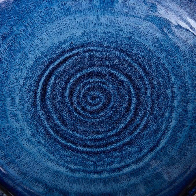 Ceramic Decorative Dish, Large Blue Pottery Decorative Bowl, Porcelain Centerpiece Tray, Key Bowl, Gift Decor Tray for Tabletop Entryway Table Living Room Dining(12'' Dish)-Ruum Studio Home