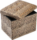 ALASDO Ottoman Storage Ottoman Footrest Stool Small Ottoman with Storage Foldable Ottoman Foot Rest Footstool Bench for Living Room 17x13x13inches Leopard Print-Ruum Studio Home