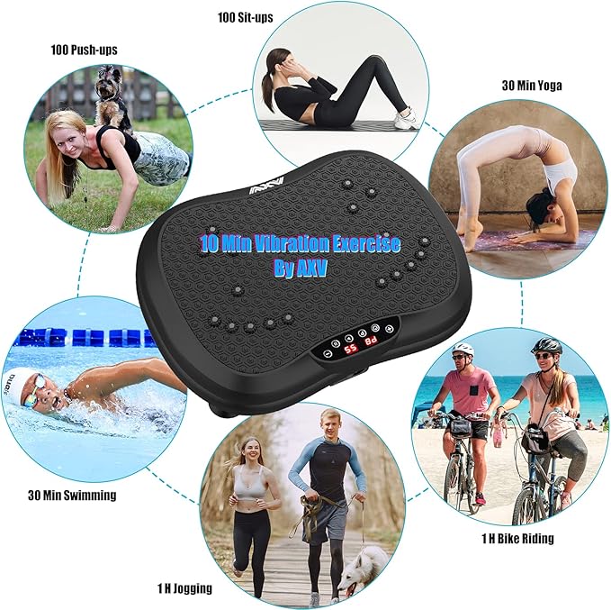 AXV Vibration Plate Exercise Machine Whole Body Workout Portable Mini Vibrate Fitness Platform Lymphatic Drainage Machine for Weight Loss Shaping Toning Wellness Home Gyms Workout (Mini)-Ruum Studio Home