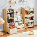 Kids Toy Book Storage Organizer - Large Bookshelf with 7 Removable Bins, Baby Bookshelf and Toy Storage, 4-Tier Book Shelf for Kids Room, Playroom, Classroom, 51 inch, Burlywood-Ruum Studio Home