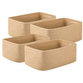 4 Pack Small Storage Shelf Baskets for Organizing, Mini Woven Rope Storage Bins for Towels, Cute Decorative Closet Organizer，Baby Nursery, Gift Empty Baskets -11.81''Lx7.87''Wx4.72''H-Jute-Ruum Studio Home