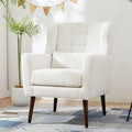 Modern Accent Chair, Upholstered Armchair with Pillow, Teddy Single Sofa Chair with Lounge Seat and Wood Legs Accent Chair for Living Room Bedroom Small Spaces-Ruum Studio Home