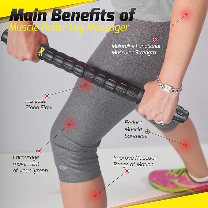 Physix Gear Roller Stick - Muscle Roller Massage Stick for Legs, The Stick Massage Roller for Deep Tissue Massaging Stick for Athletes, Physical Therapy Muscle Roller, Recovery Stick Roller-Ruum Studio Home